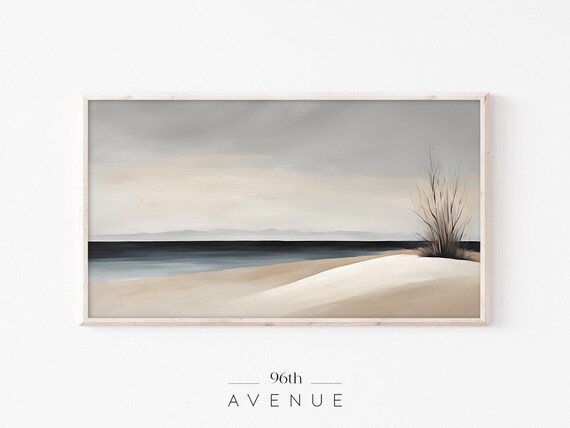 Dark Moody Minimalist Coastal Beach Seascape Modern Art Poster