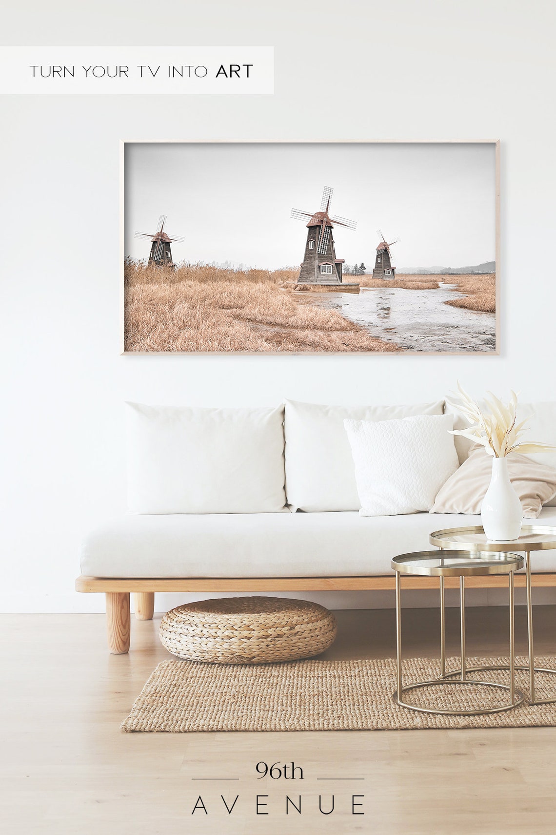 Dutch Windmills Marsh Field Classic Countryside Scenery Poster - Image 2