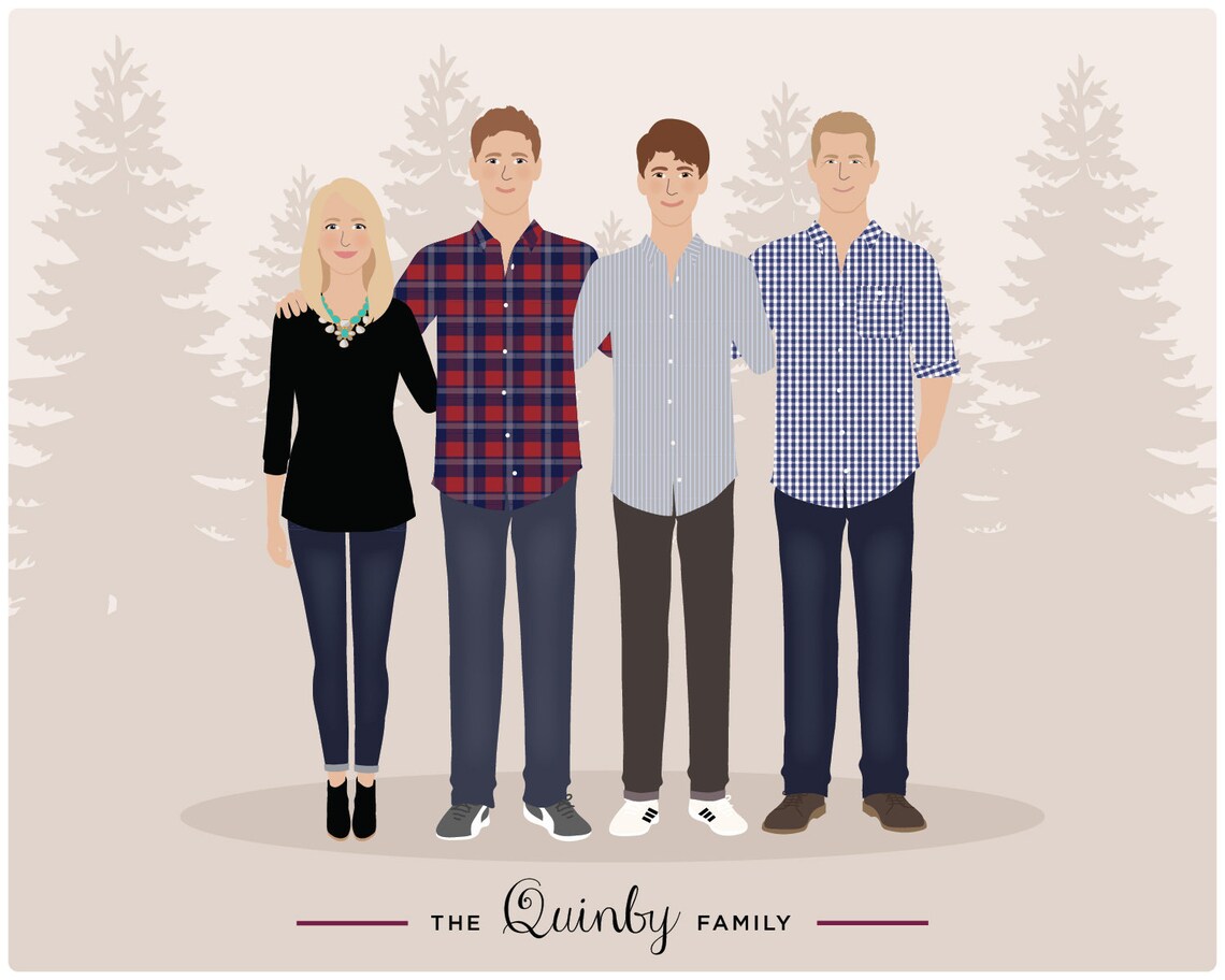 Custom Family Portrait, Hand Drawn Art Print - Image 5