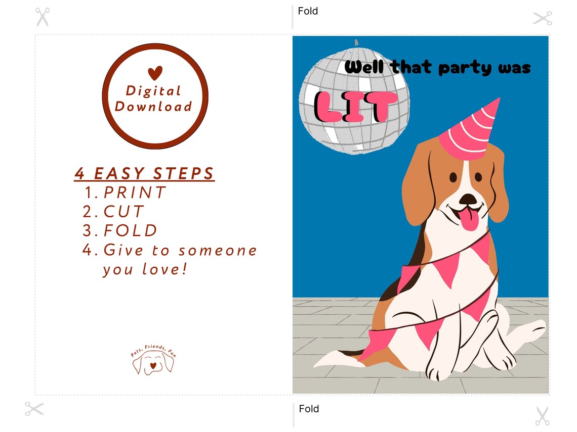 Beagle Birthday Card, Dog Birthday Greeting - Image 2