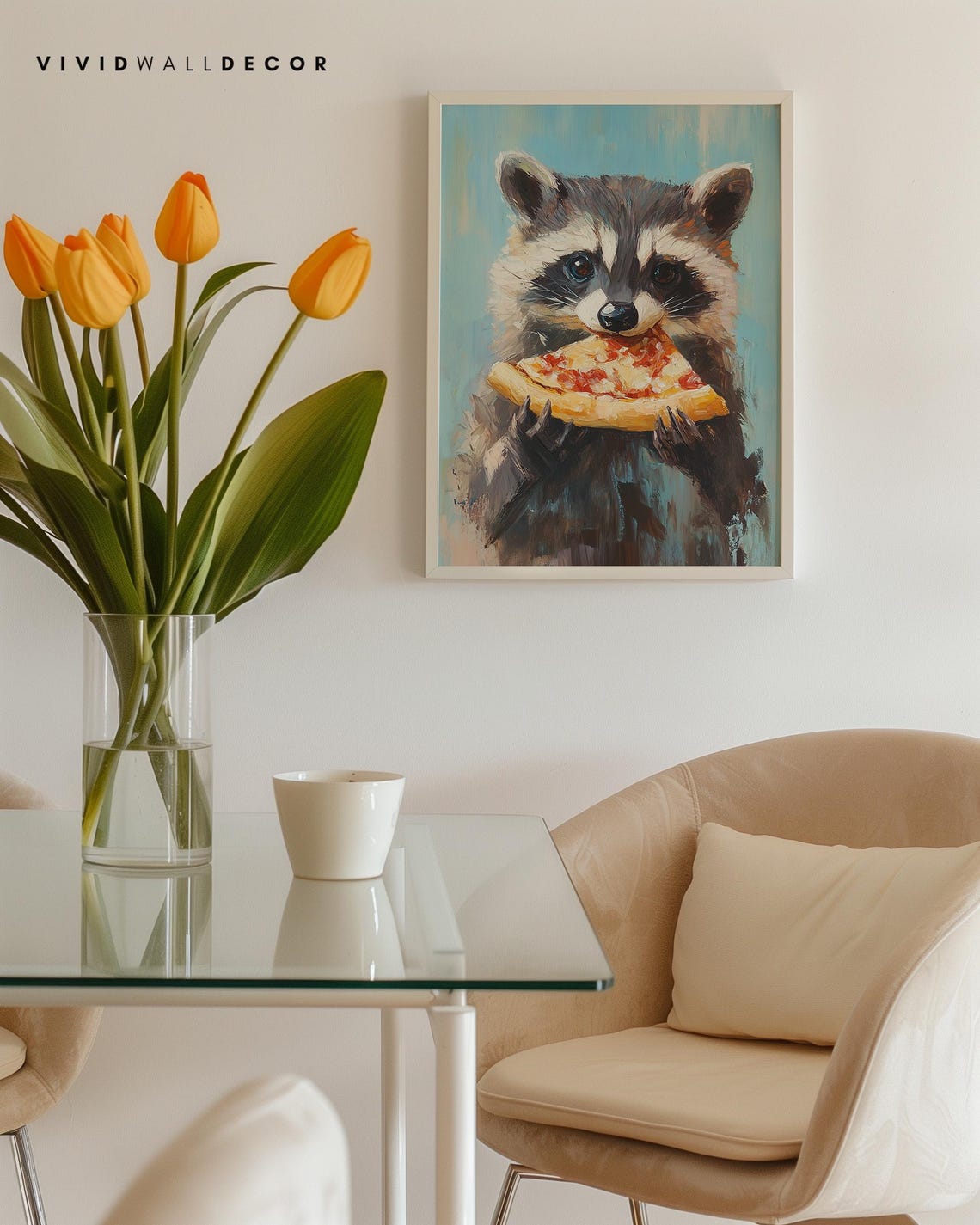 Cute Raccoon Eating Pizza Slice Funny Quirky Animal Wall Poster - Image 4