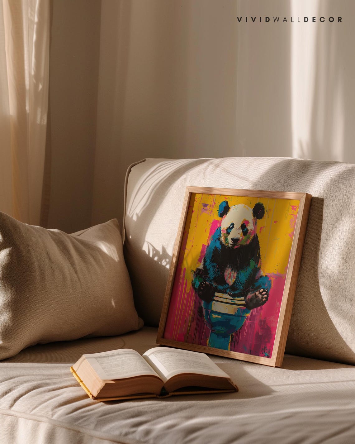 Bright Colorful Panda Sitting on a Toilet Quirky Pop Art Poster - Image 2
