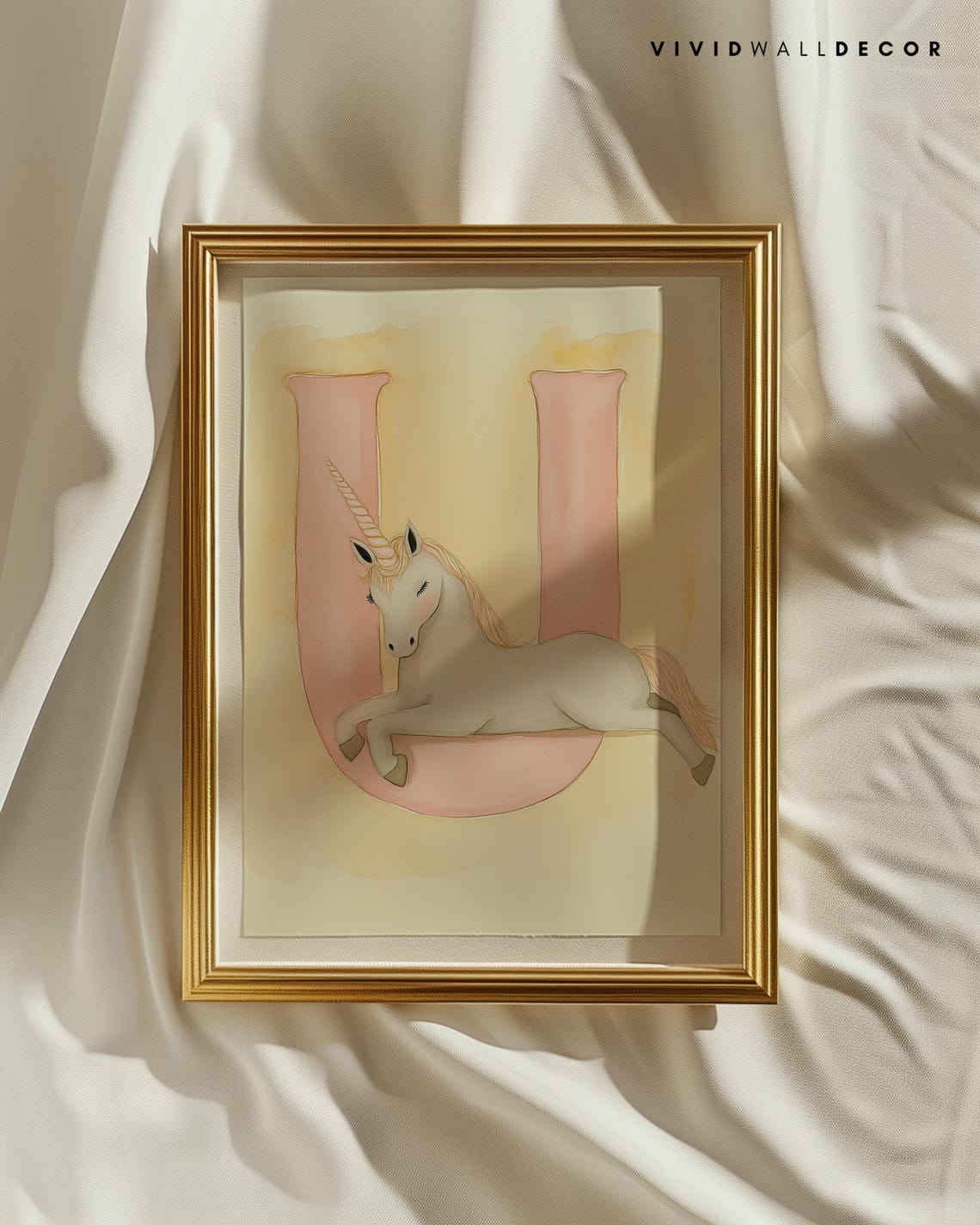 Unicorn Letter U Pastel Nursery Art Poster for Baby Room Wall Decor - Image 3