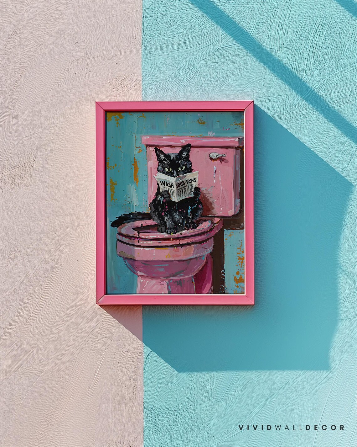 Wash Your Paws Cat Bathroom Humor, Quirky Art Print - Image 2