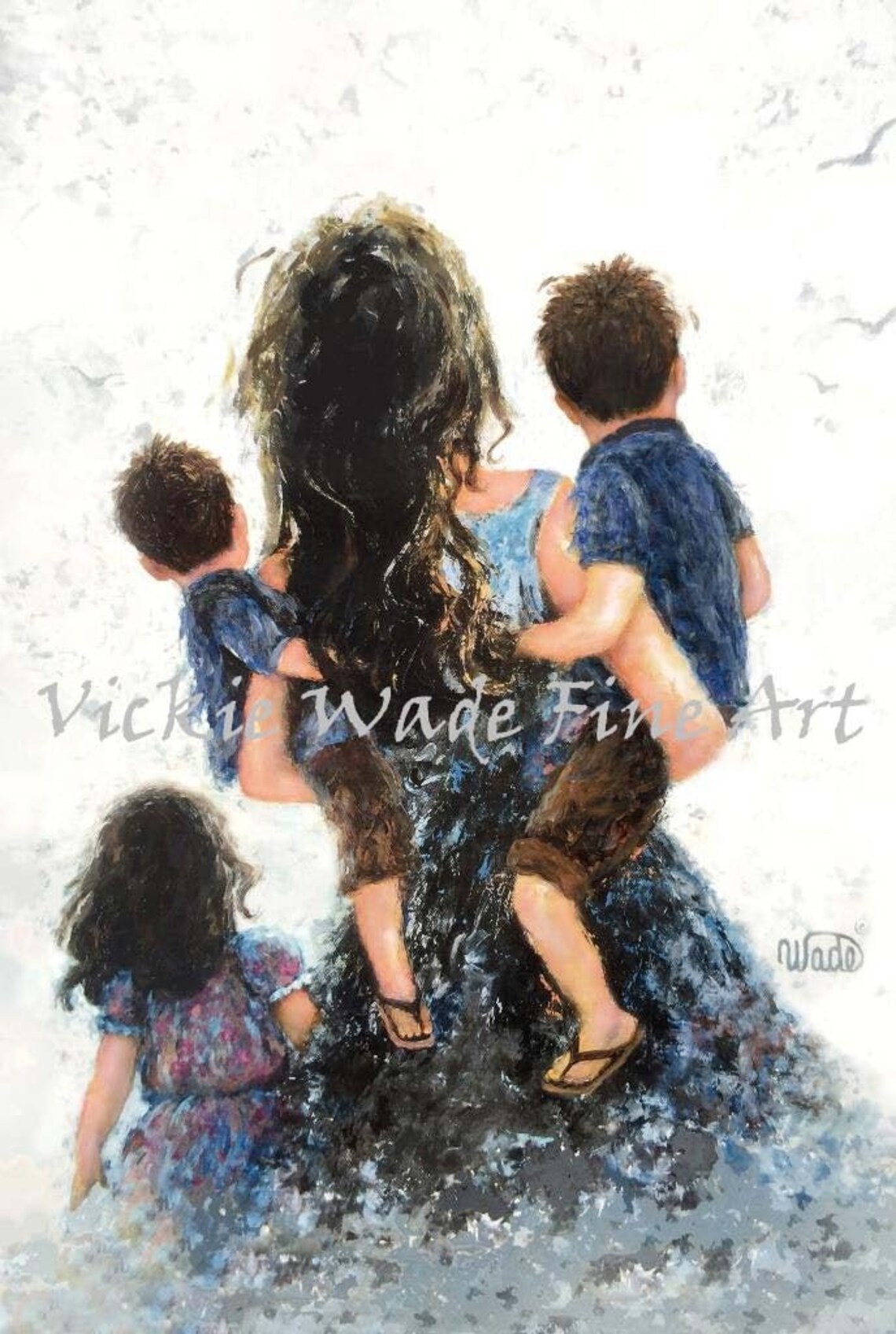 Mother With Two Sons And Daughter, Vickie Wade Art Print