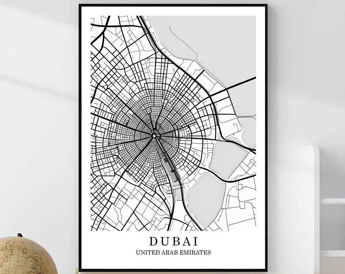 Dubai United Arab Emirates Minimalist City Street Map Poster