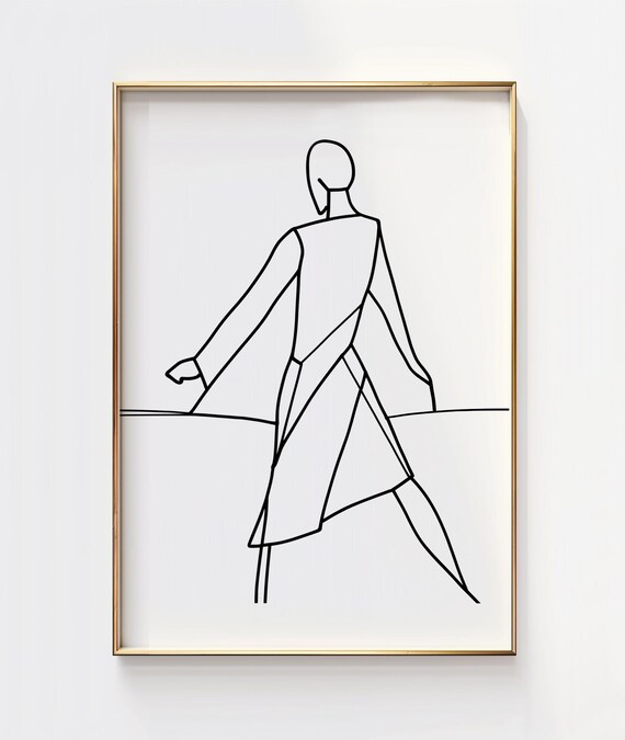 Minimalist Woman Line Art Geometric Female Figure Modern Art Poster