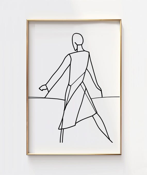 Minimalist Woman Line Art Print Female Figure Drawing
