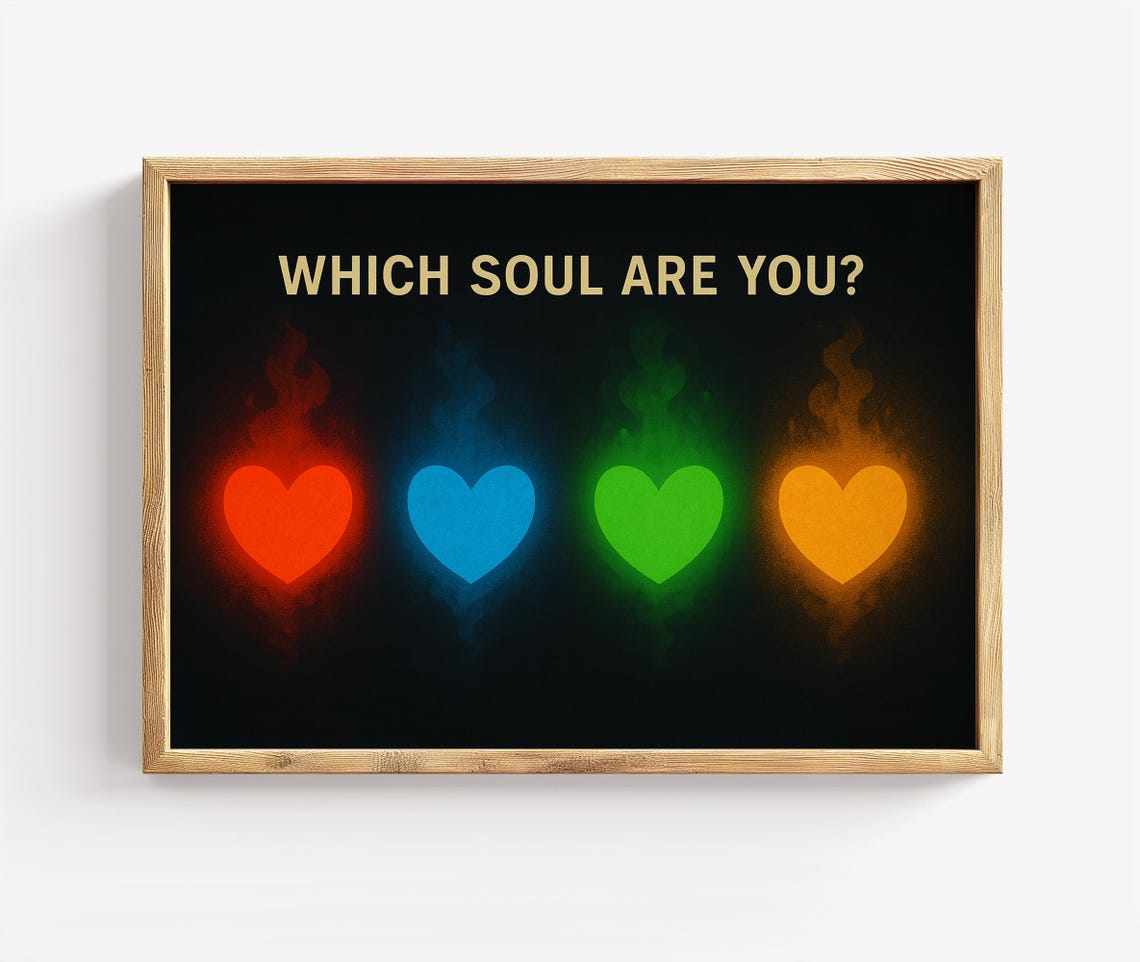 Soul Heart Gamer Poster Minimalist Colorful Wall Art