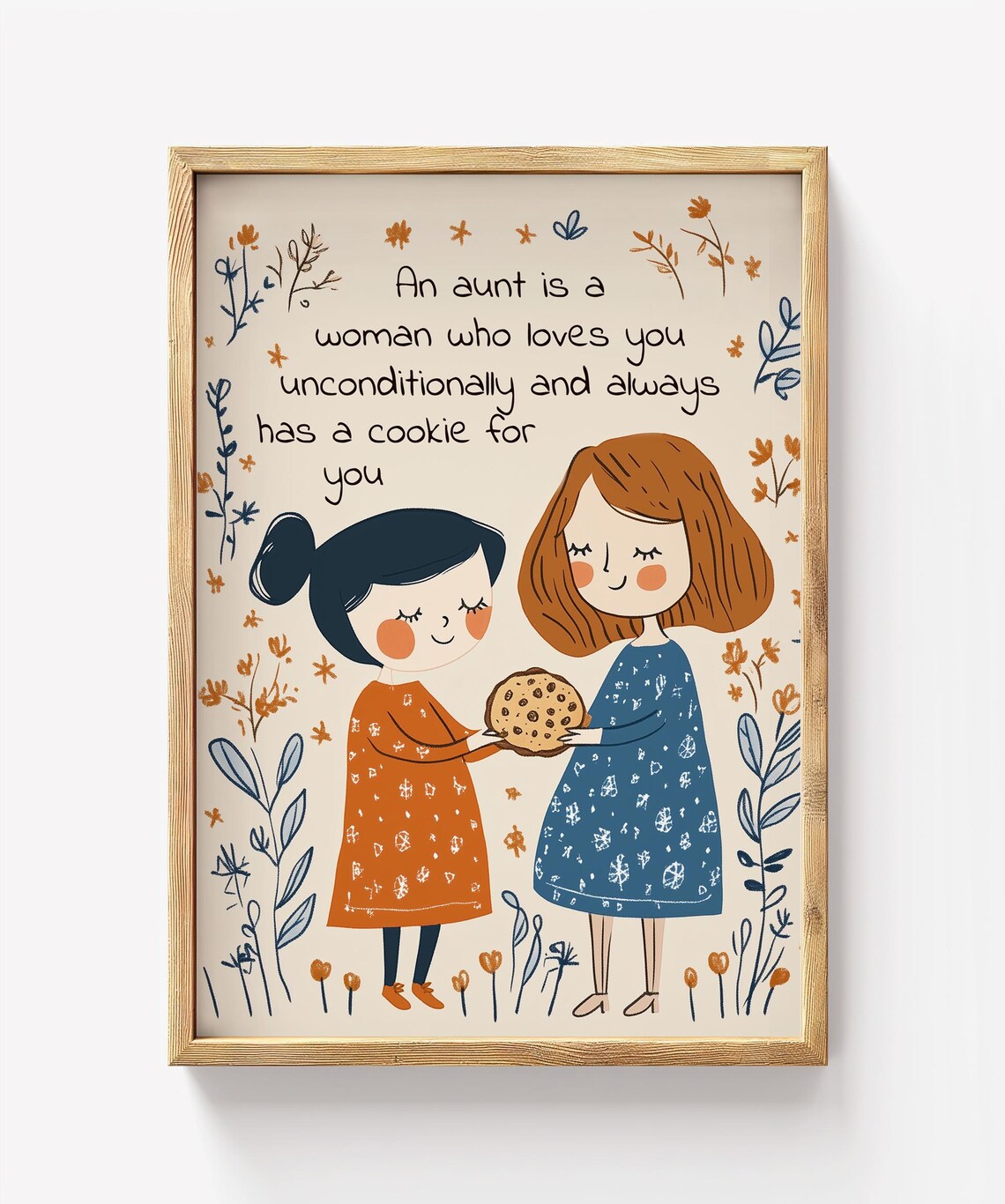 Aunt Quote Cookie Illustration Sweet Aunt And Niece Art Poster