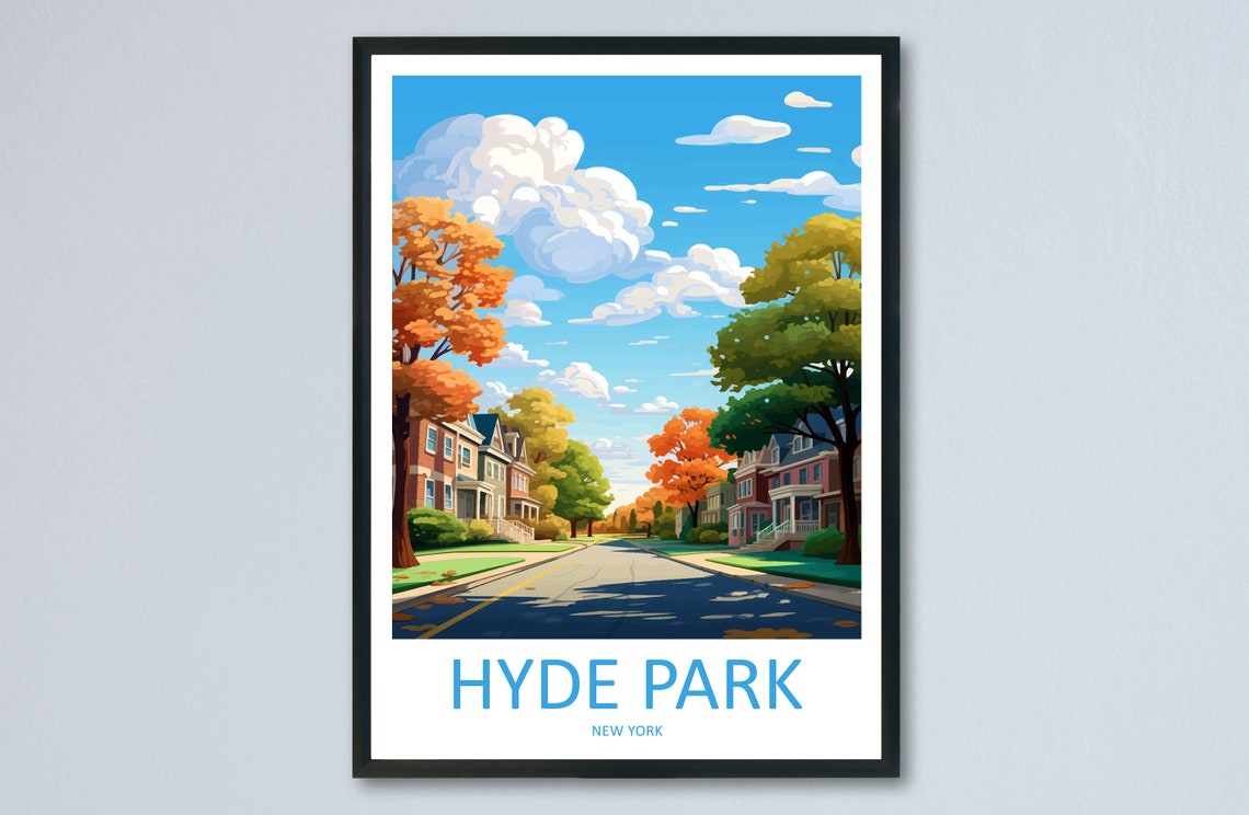 Hyde Park New York Autumn Suburban Street in Fall Colors Poster