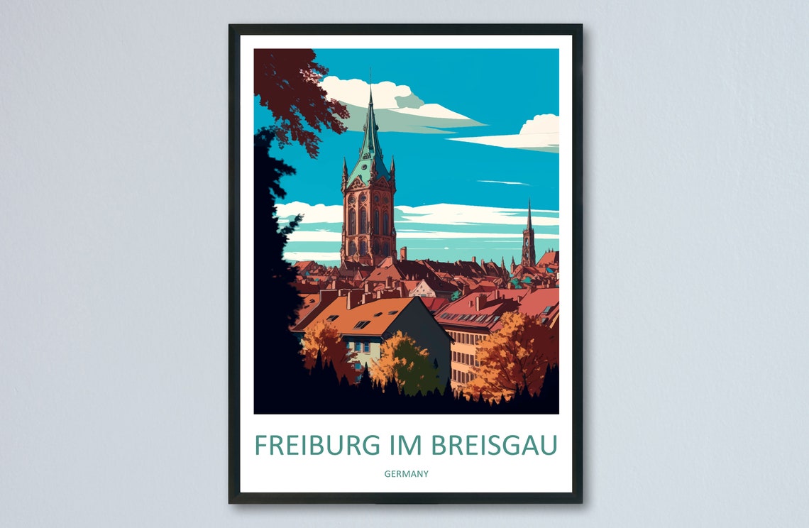 Freiburg Cathedral Old Town Germany Black Forest Travel Poster