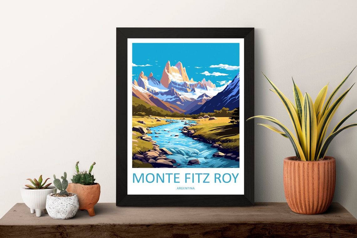 Monte Fitz Roy Argentina Patagonia Peaks River Scenic Poster - Image 3