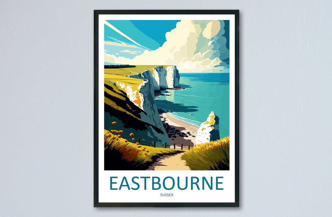 Eastbourne Travel Poster, Coastal Place Art