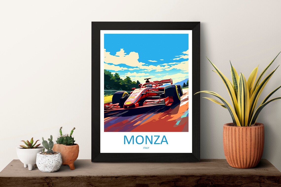 Monza Travel Print, Motorsport Italy Race Car Poster - Image 3