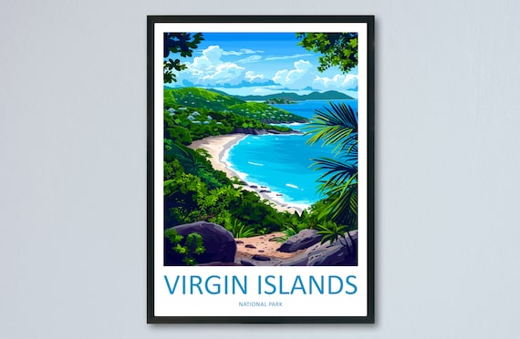 Virgin Islands National Park Tropical Beach Cove Travel Poster