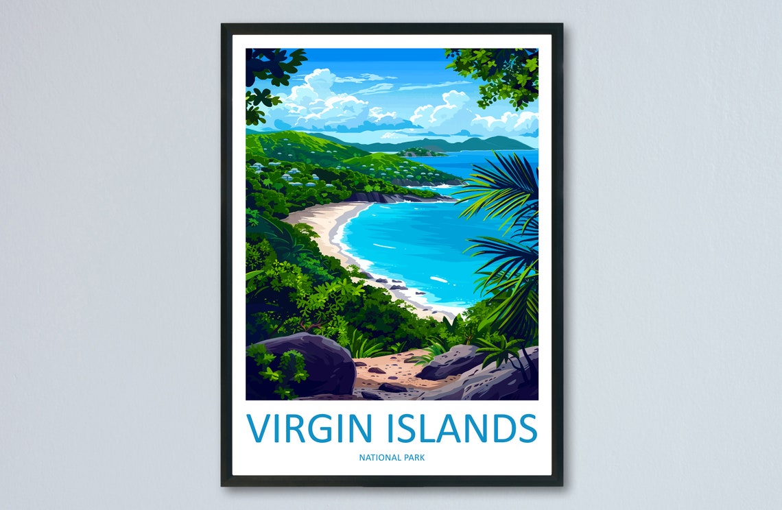 Virgin Islands National Park Tropical Beach Cove Travel Poster