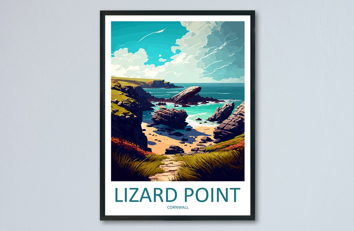 Lizard Point Cornwall Rocky Cove Coastal Summer Travel Poster