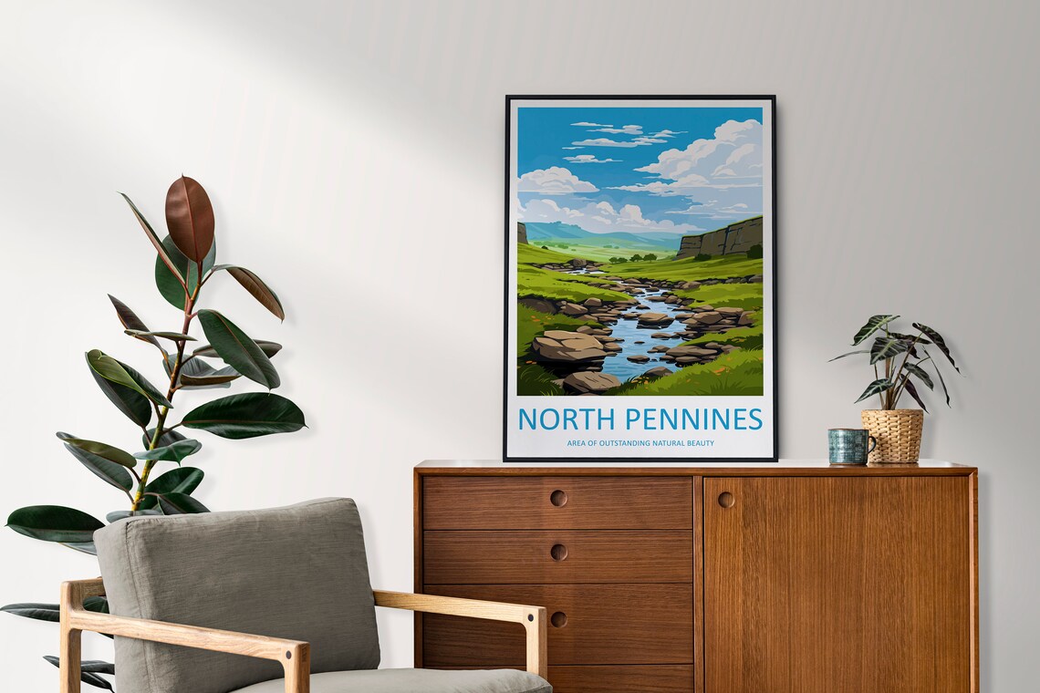 North Pennines Rocky Beck Tumbling High Fell Valley Travel Poster - Image 2