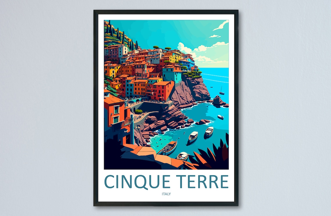 Cinque Terre Italy Travel Poster, Home Decor