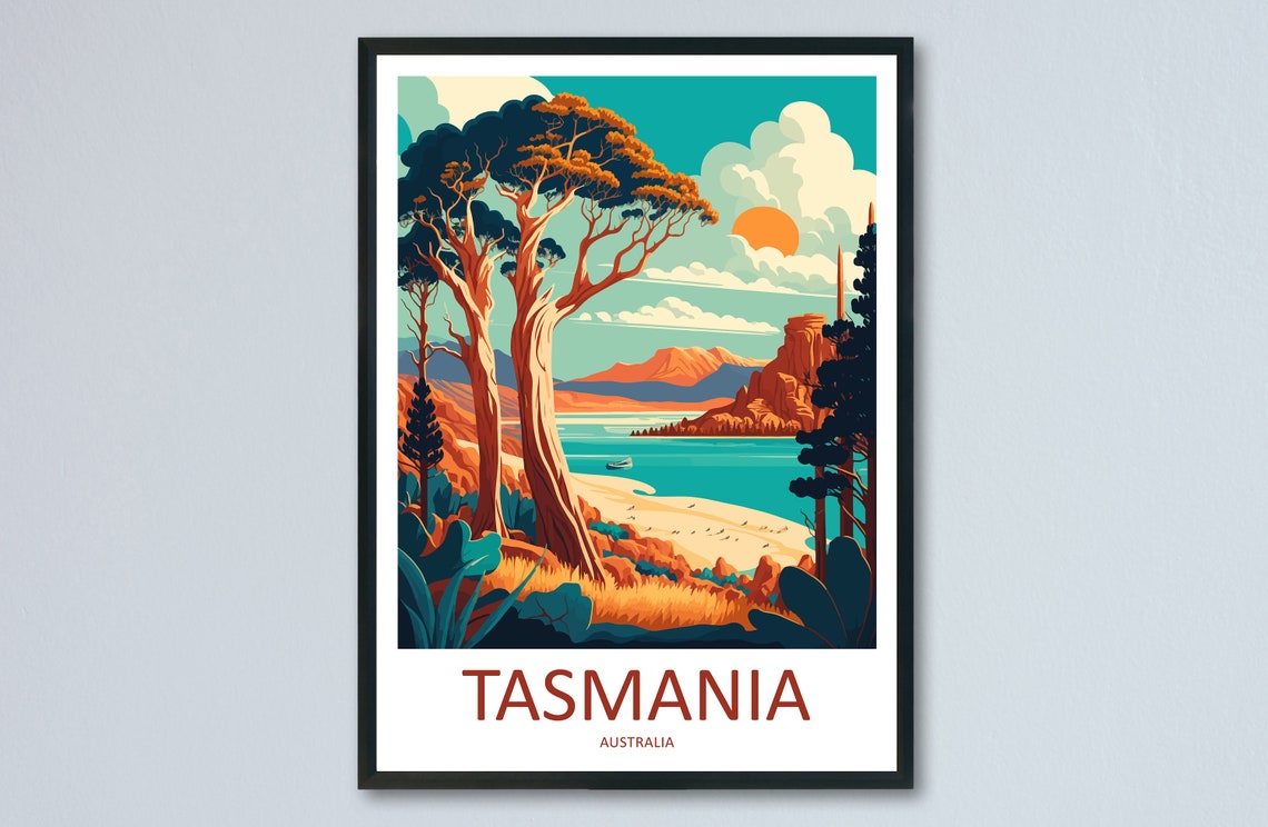 Tasmania Travel Print Wall Art Tasmania Wall Hanging Home Dcor Tasmania Gift Art Lovers Wall Art Australia Travel Print Tasmania Art Print
