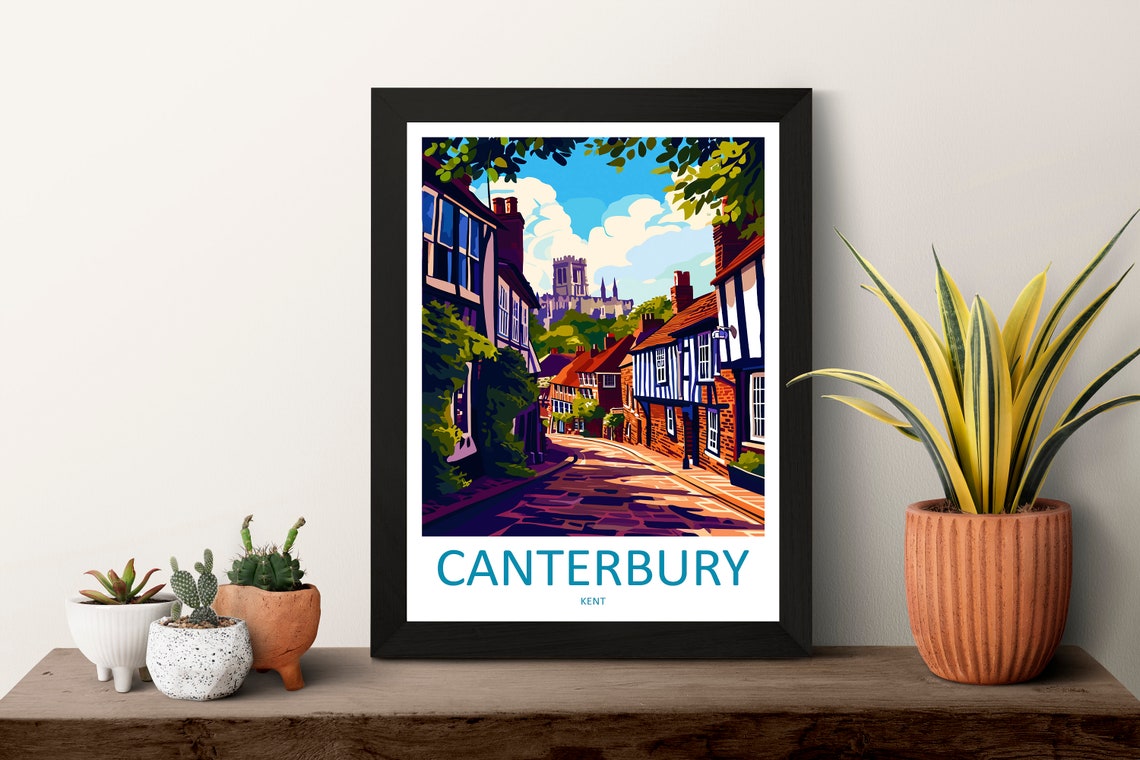 Canterbury Kent England Cathedral Old Town Street Scene Poster - Image 3