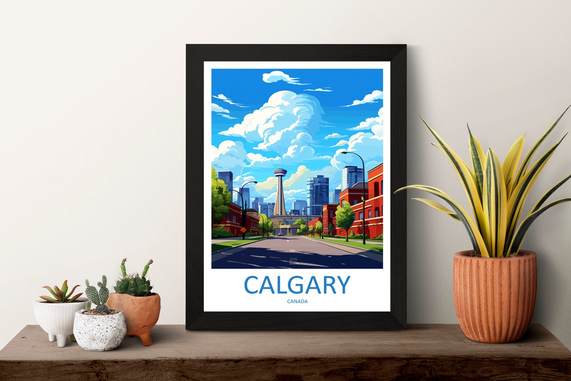 Calgary Canada Downtown Street Calgary Tower Skyline Travel Poster - Image 3