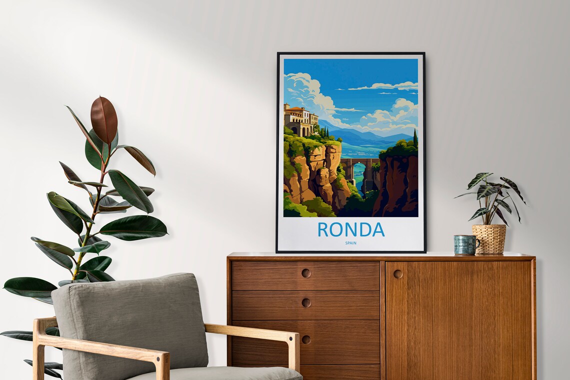 Ronda Spain El Tajo Gorge and Old Stone Bridge Landmark Poster - Image 2