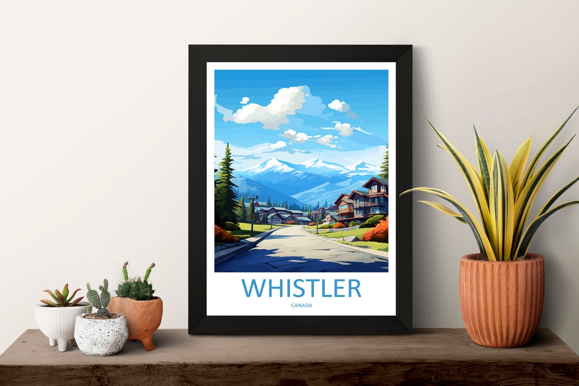 Whistler Alpine Village With Snowy Peaks Canada Travel Poster - Image 3