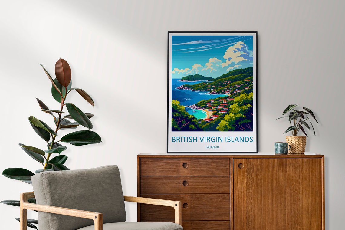 British Virgin Islands Caribbean Hills and Beaches Panorama Poster - Image 2
