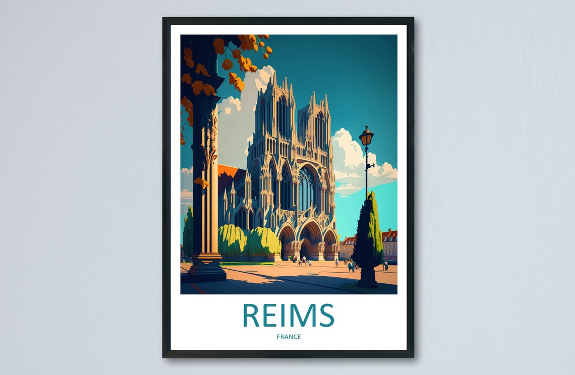 Reims Travel Poster, France Wall Art Print