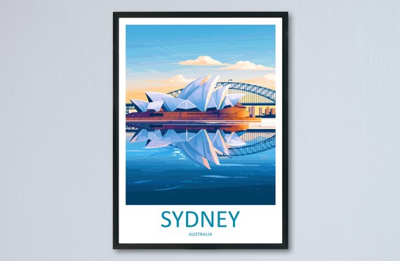 Sydney Opera House Harbour Bridge Water Reflection Australia Travel Poster