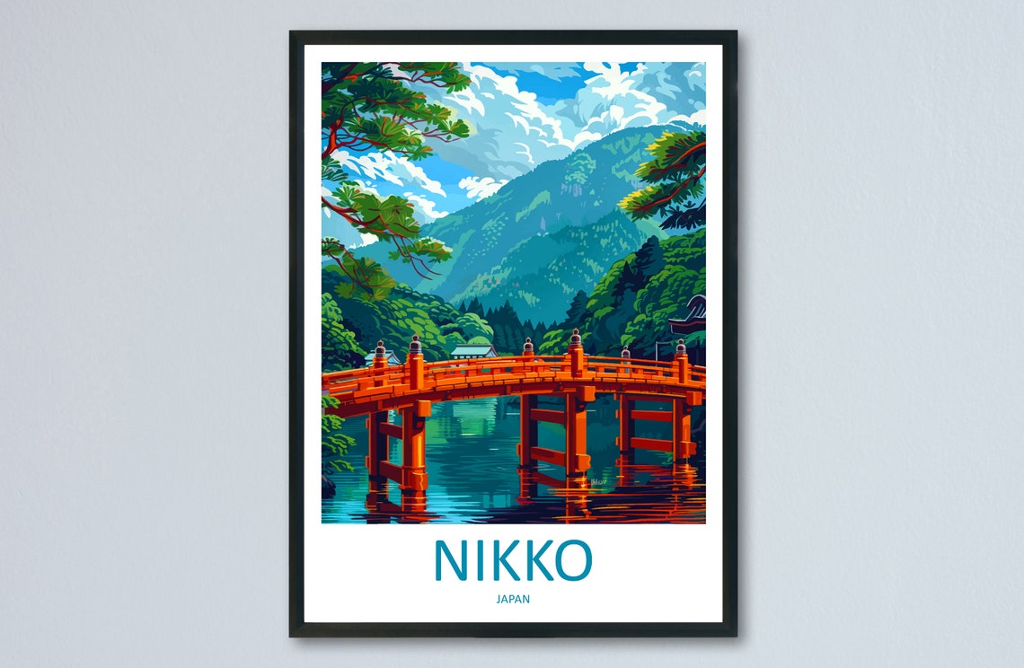 Nikko Japan Vermilion Shinkyo Bridge Over the Daiya River Poster