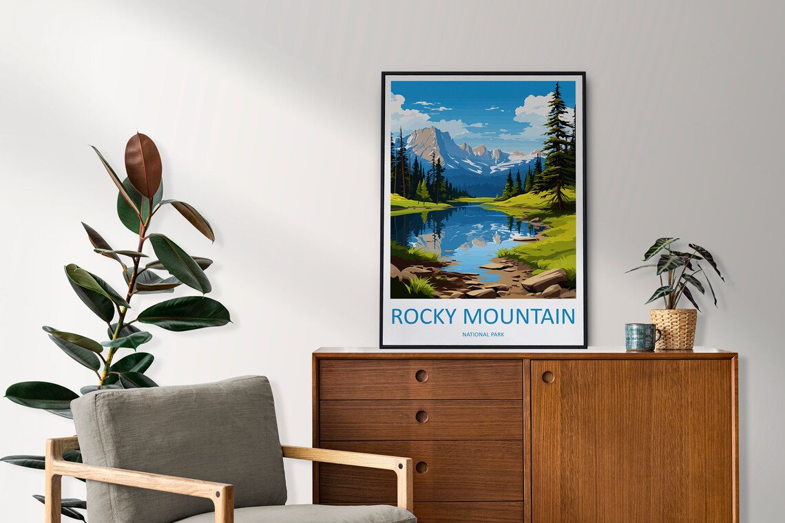 Rocky Mountain National Park Alpine Lake Vintage Travel Poster - Image 2