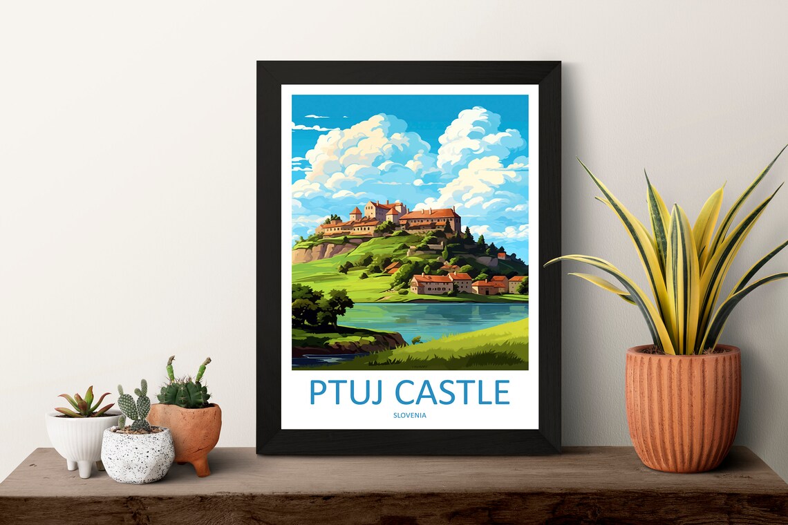 Ptuj Castle Slovenia Cloud Sky Hilltop Fortress Vintage Poster - Image 3