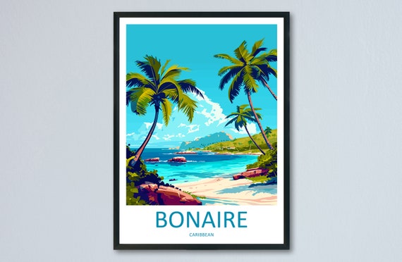 Bonaire Travel Poster, Caribbean Wall Art