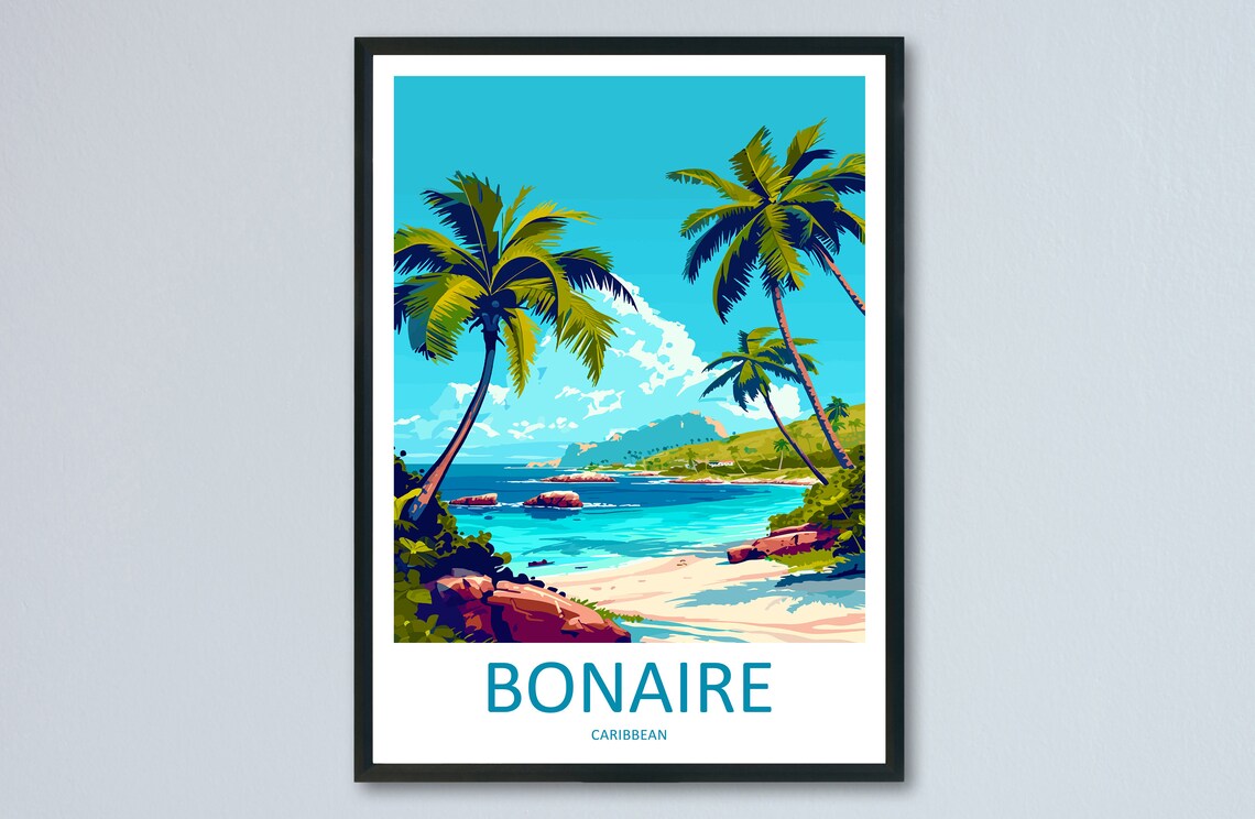Bonaire Travel Poster, Caribbean Wall Art