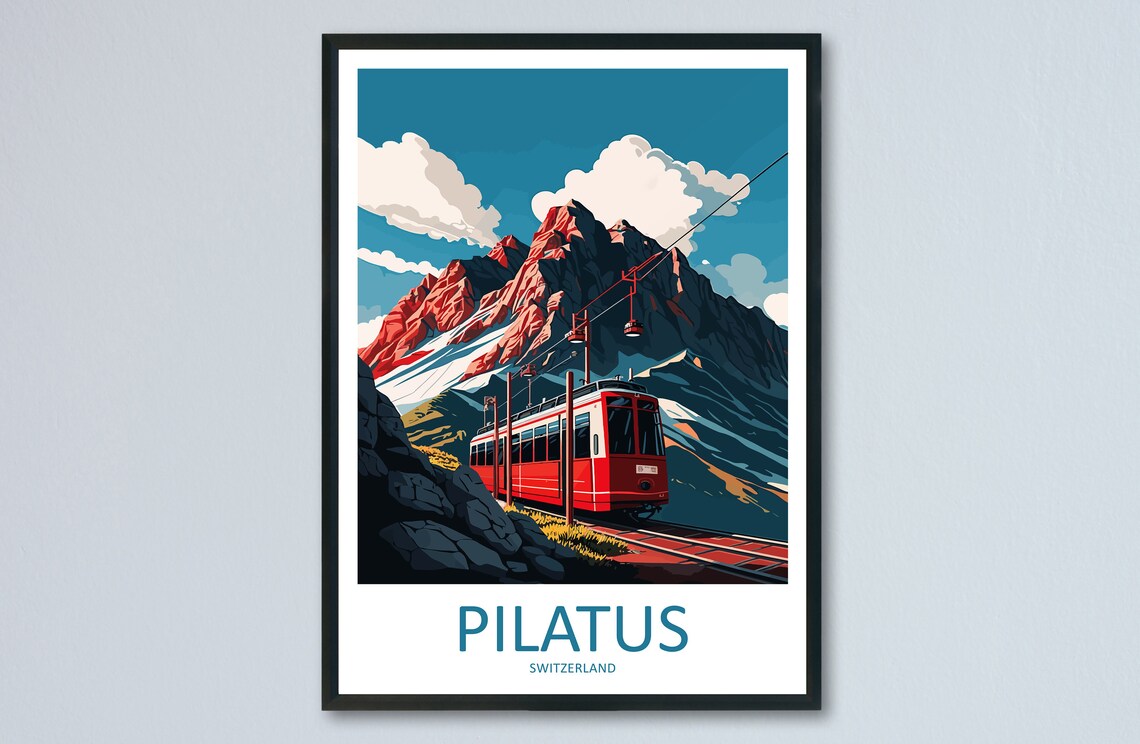 Pilatus Travel Poster, Switzerland Landscape Art