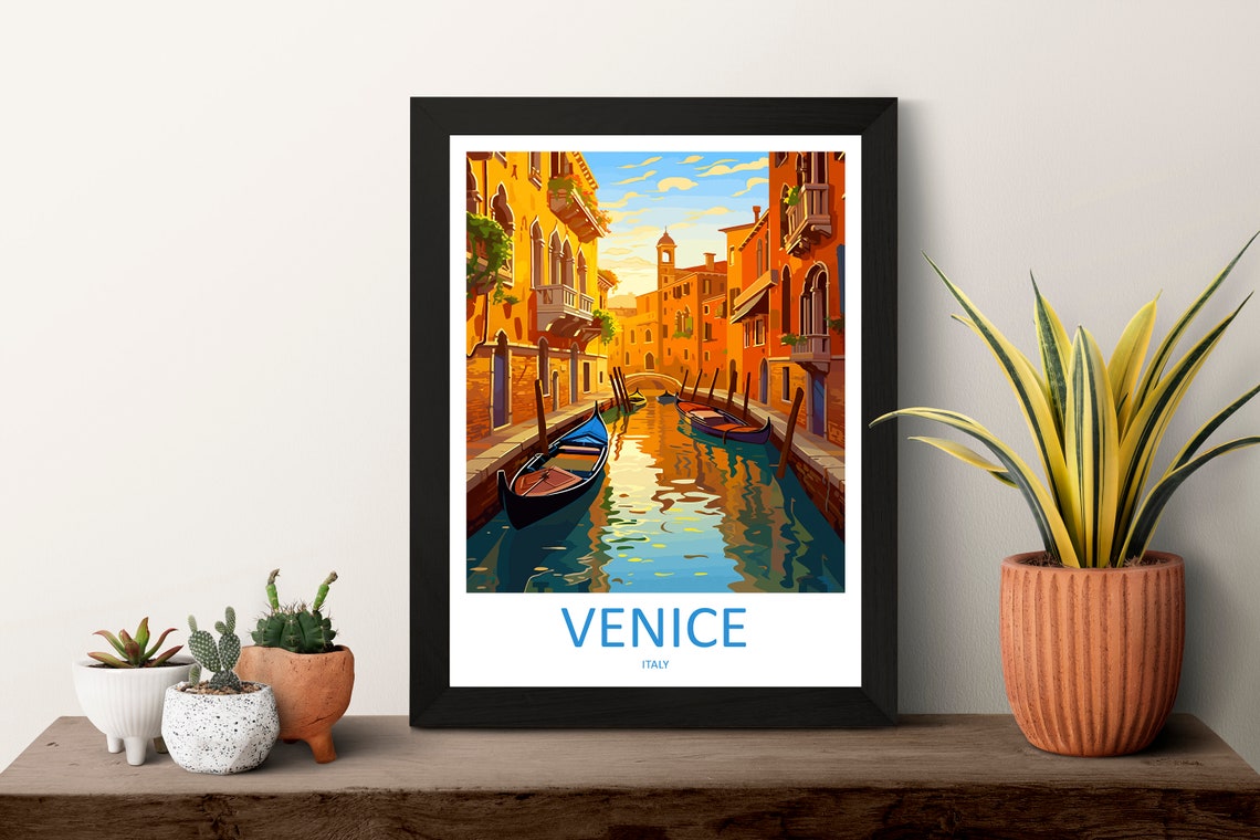 Venice Sunset Canal Gondolas Golden Hour Italy Travel Poster - Image 3