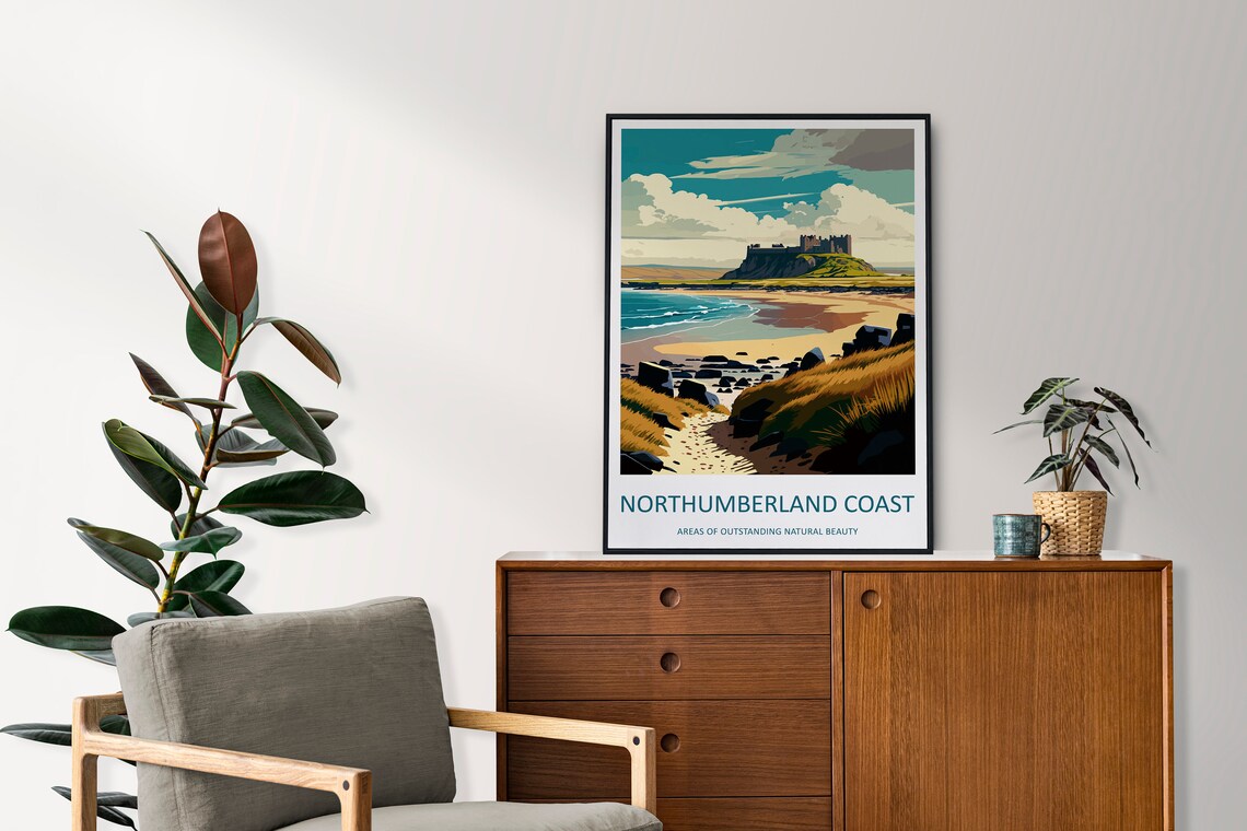 Northumberland Coast Travel Poster, Place Wall Art - Image 2