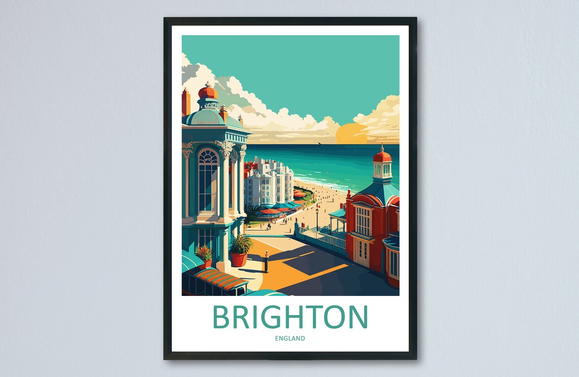 Brighton Pier Travel Poster, Brighton UK Wall Decor