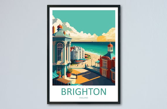 Brighton Pier Travel Poster, Brighton UK Wall Decor