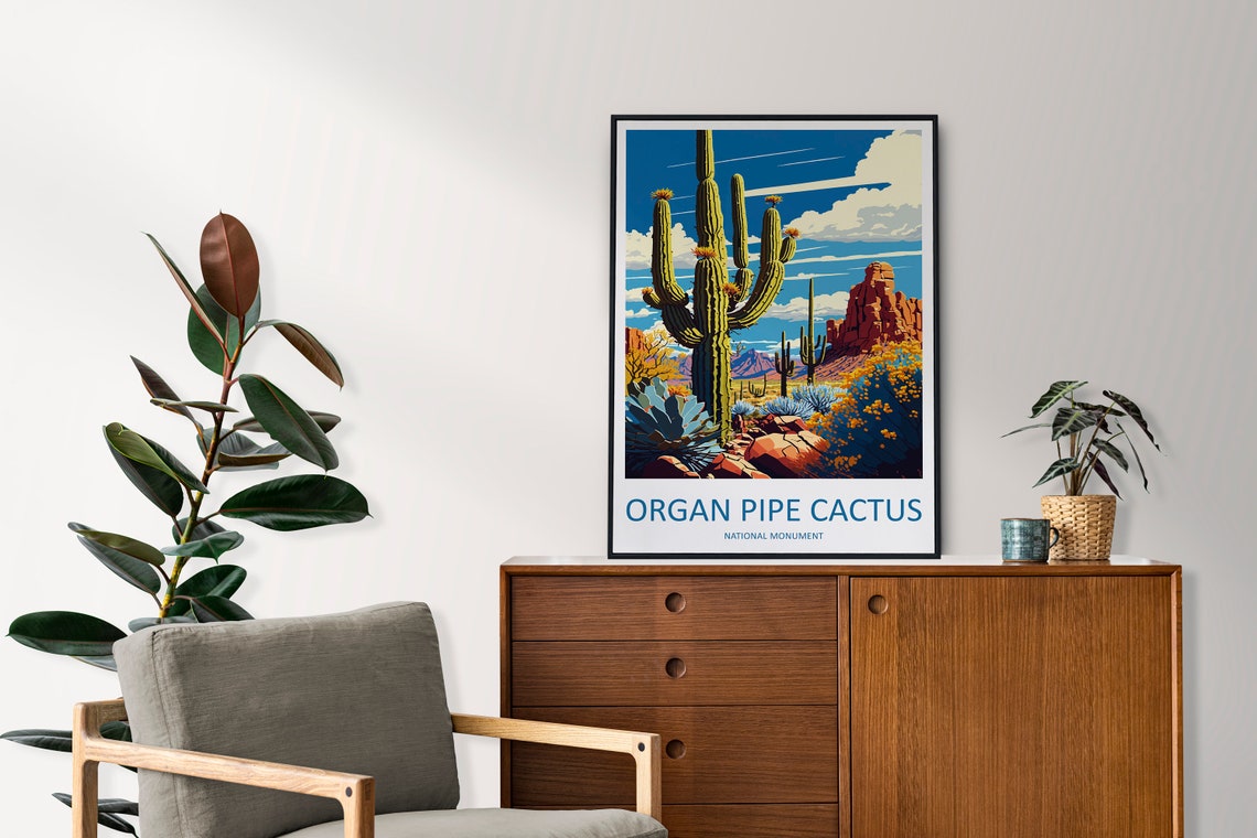 Organ Pipe Cactus National Monument Vintage Desert Travel Poster - Image 2