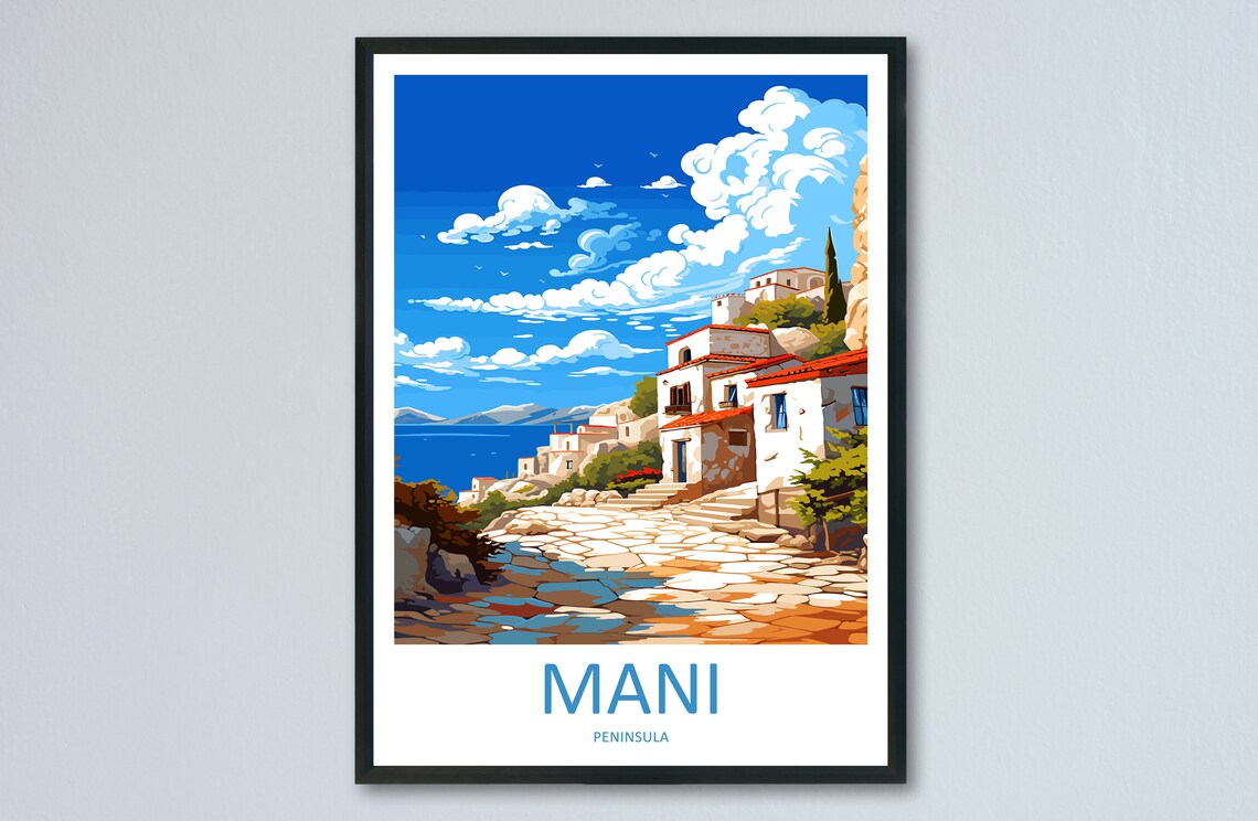 Mani Peninsula Travel Poster, Home Wall Decor