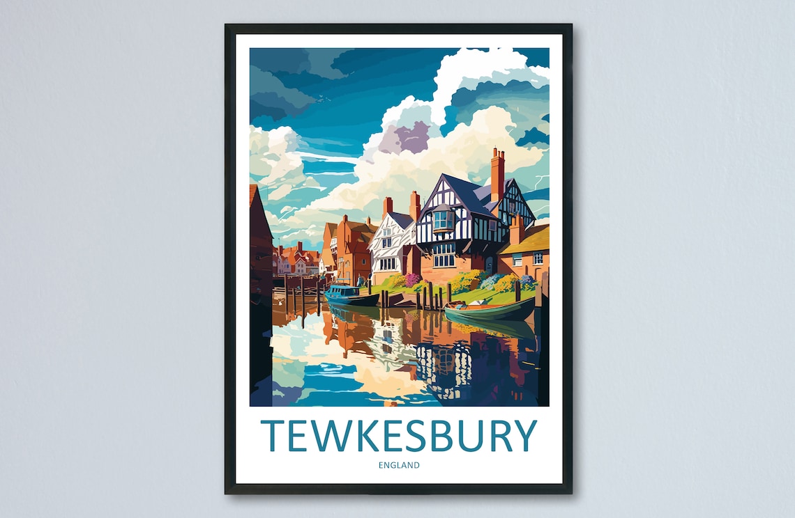 Tewkesbury Travel Poster, England Wall Art