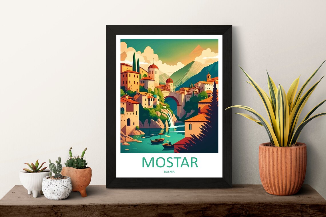 Mostar Travel Print, Bosnia City Art Print - Image 3