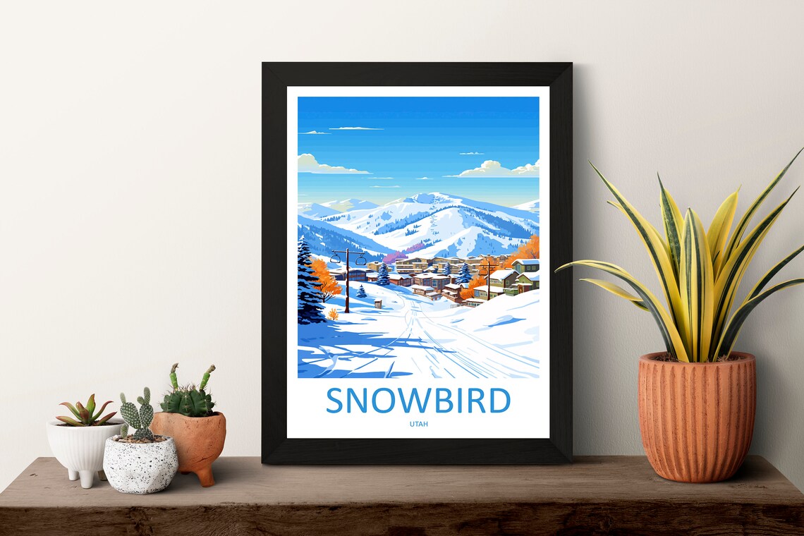 Snowbird Utah Daytime Ski Village Chairlifts Bluebird Poster - Image 3
