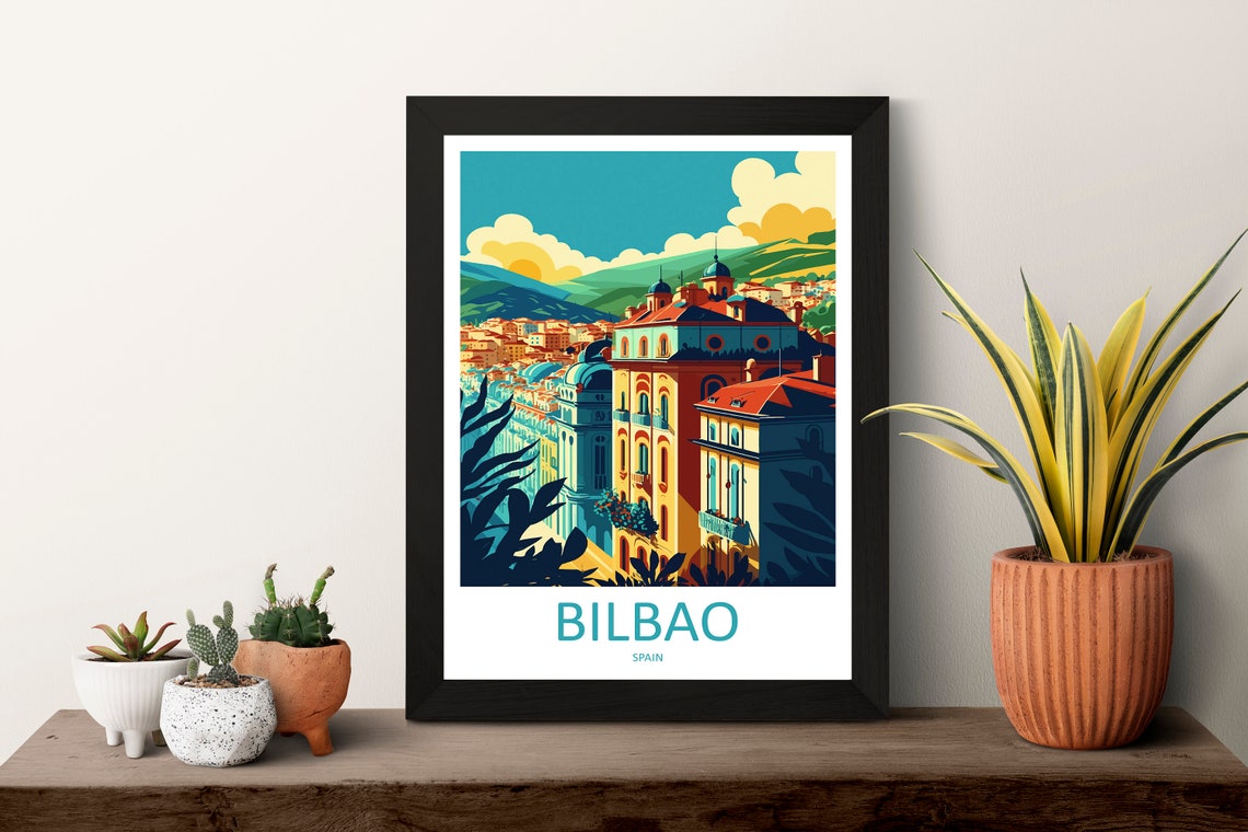 Bilbao Spain Historic Rooftops Golden City Panorama Sunset Poster - Image 3