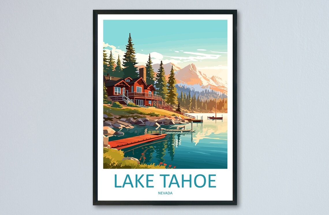 Lake Tahoe Travel Poster, Nevada Decor Gift