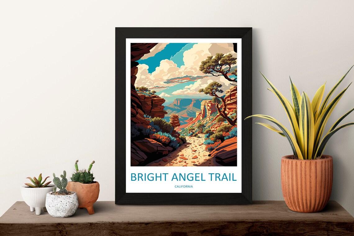 Bright Angel Trail Grand Canyon Sunset View California Travel Poster - Image 3